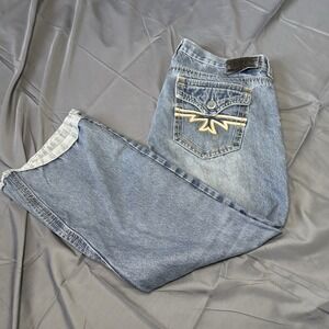 Xtreme Couture Y2K Embroidered Grunge Distressed Baggy Skater Jeans 36x27